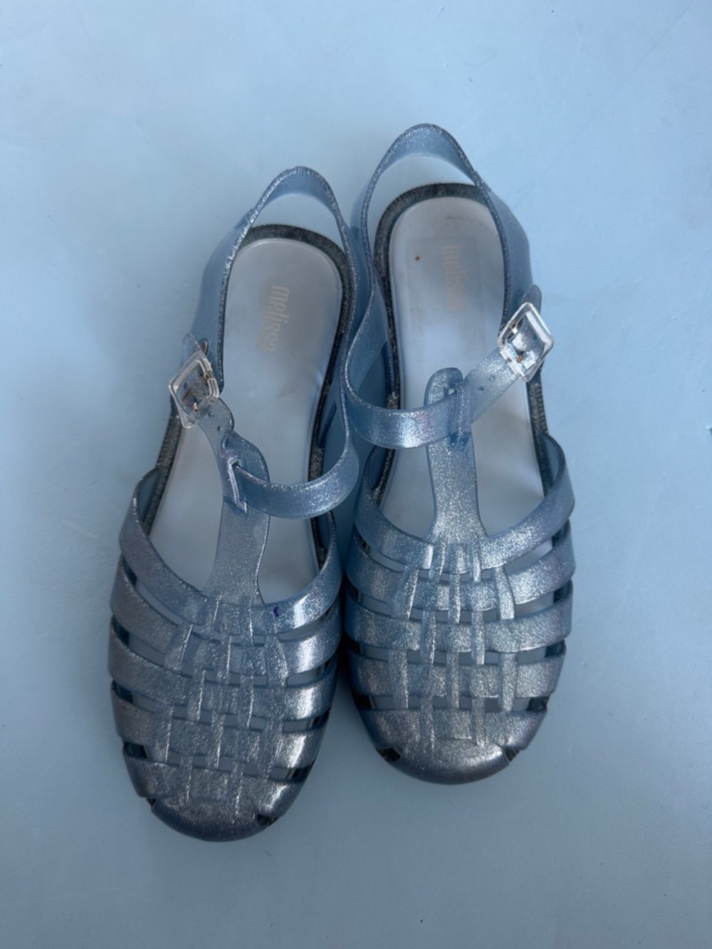 Melissa Blue Glitter Jelly Slingback Sandals